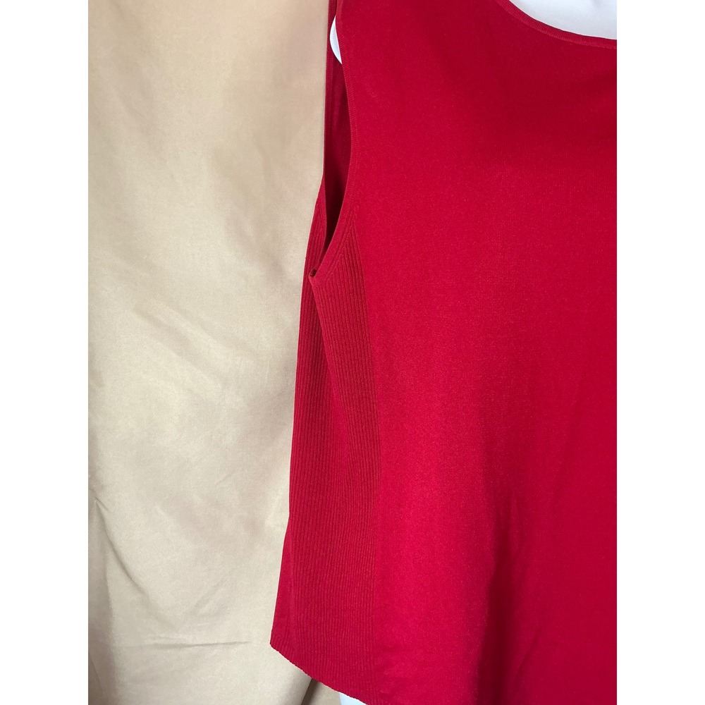 Finity Woman Sweater Tank Womens 2X Red Excellent Sleeveless Ribbed Side Panels - Picture 3 of 9